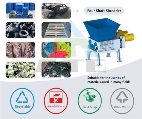 Versatile frantumatore a quattro assi per il riciclo del legno metallico e della plastica in vari settori industriali